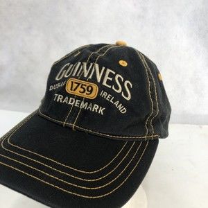 Guiness Beer Hat Dublin Cap 1759 Black Yellow Trim Adjustable Strapback